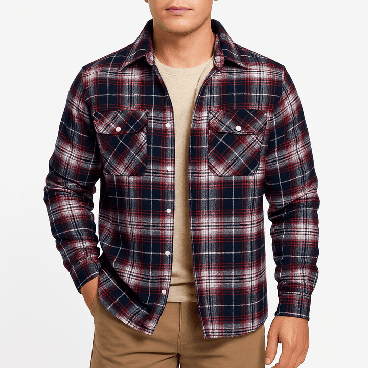 Mens Bomber Jacket Checked Pattern Regular Fit