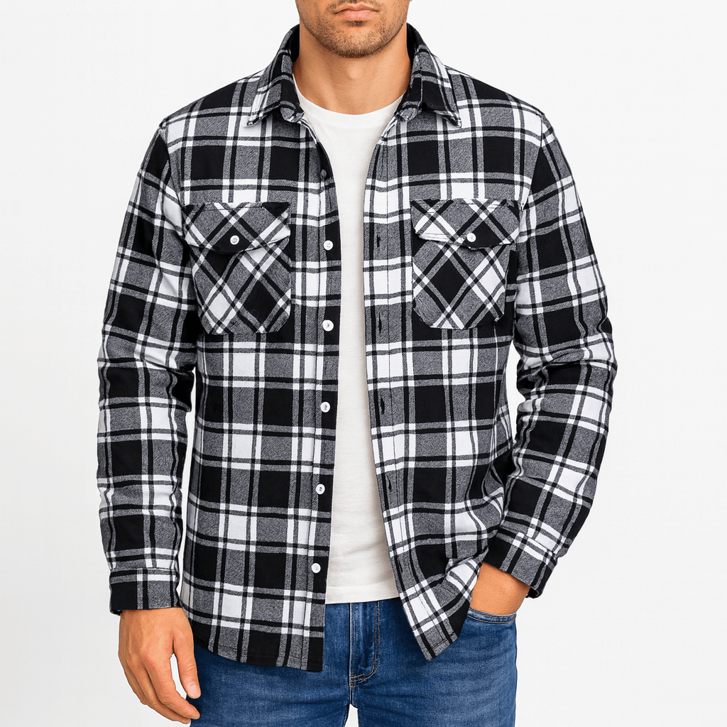 Mens Bomber Jacket Checked Pattern Regular Fit