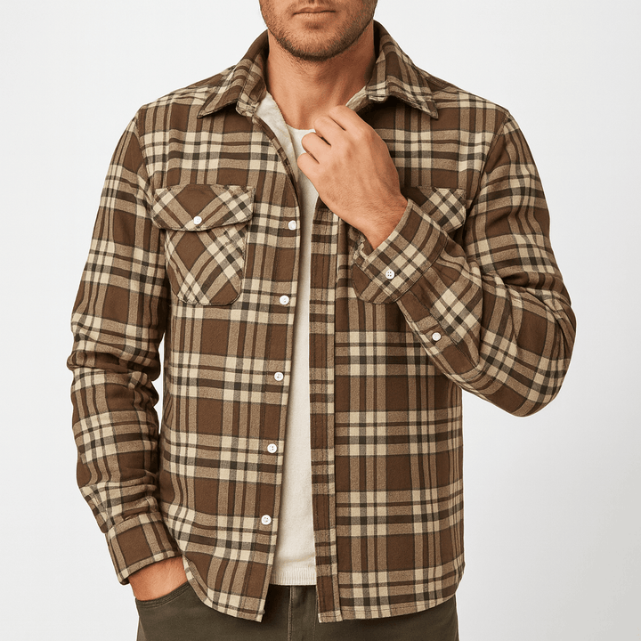 Mens Bomber Jacket Checked Pattern Regular Fit