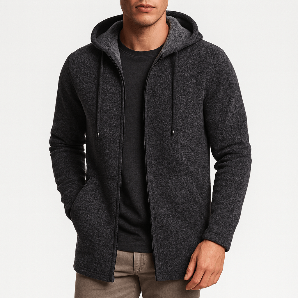 Womens Chenille Hooded Cardigan Relaxed Fit