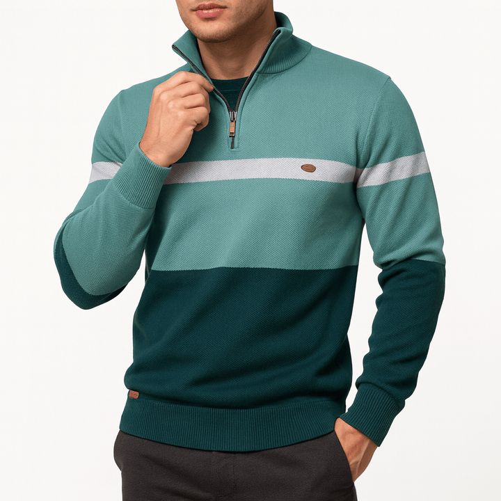 Womens Color Block Knit Jumper Relaxed Fit