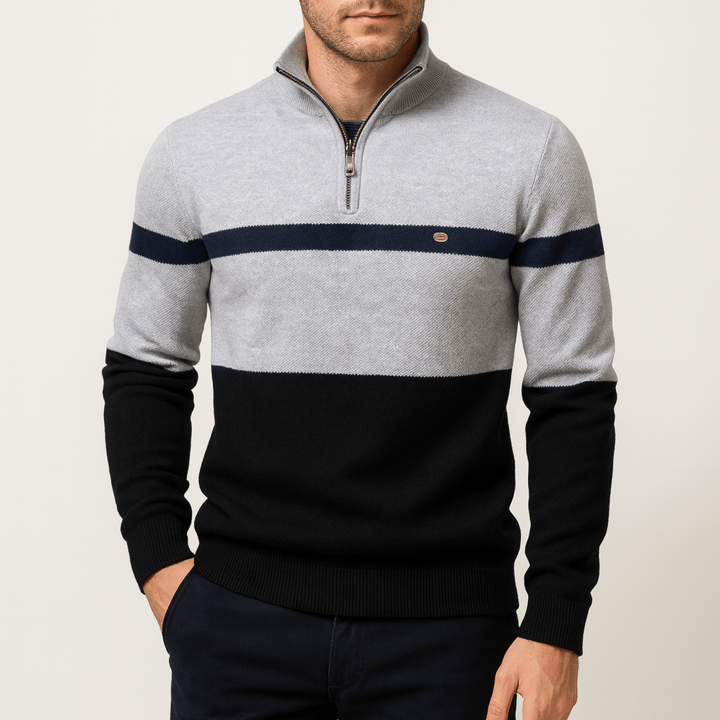 Womens Color Block Knit Jumper Relaxed Fit