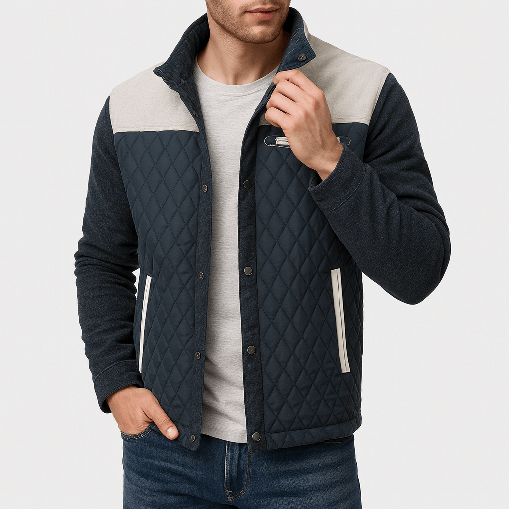 Unisex Quilted Jacket Diamond Pattern Insulated Fit