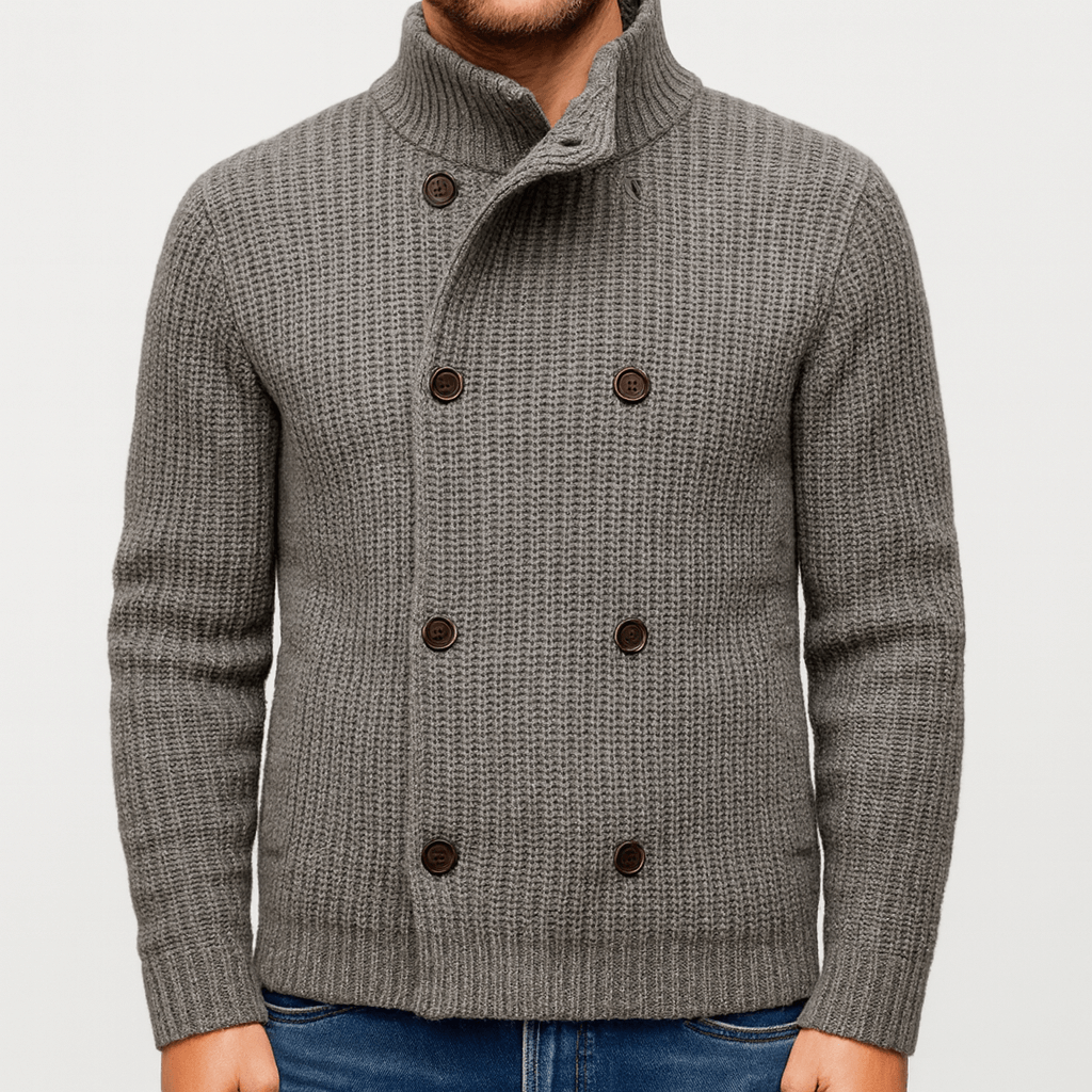Womens Double-Breasted Knit Cardigan Relaxed Fit