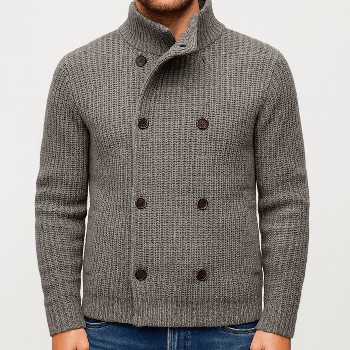 Womens Double-Breasted Knit Cardigan Relaxed Fit