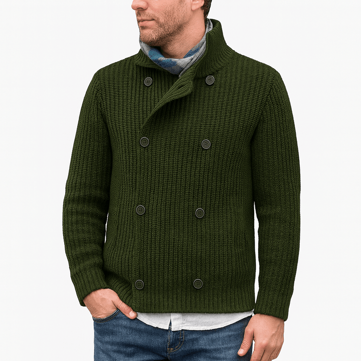 Womens Double-Breasted Knit Cardigan Relaxed Fit