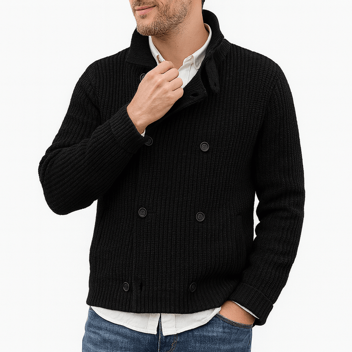 Womens Double-Breasted Knit Cardigan Relaxed Fit