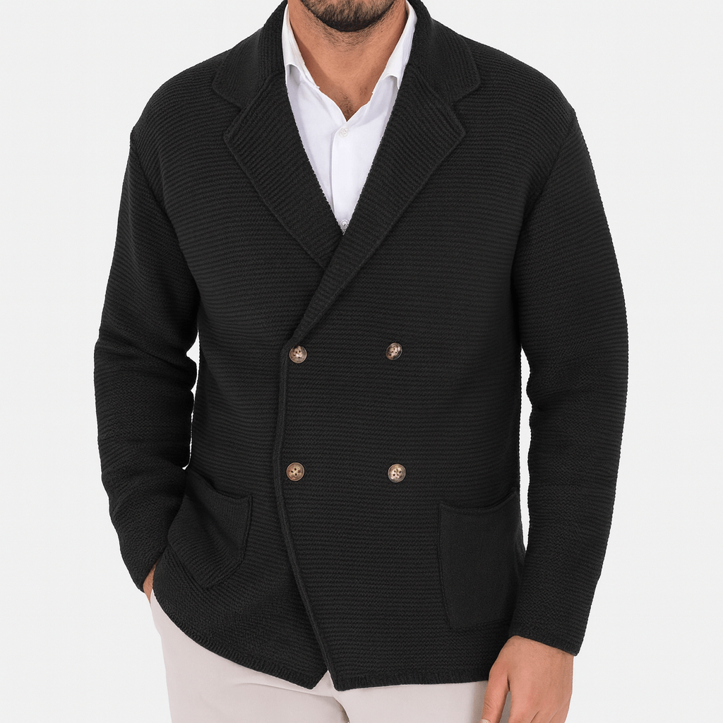 Womens Double-Breasted Knit Cardigan Relaxed Fit