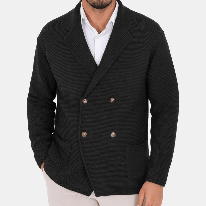 Womens Double-Breasted Knit Cardigan Relaxed Fit
