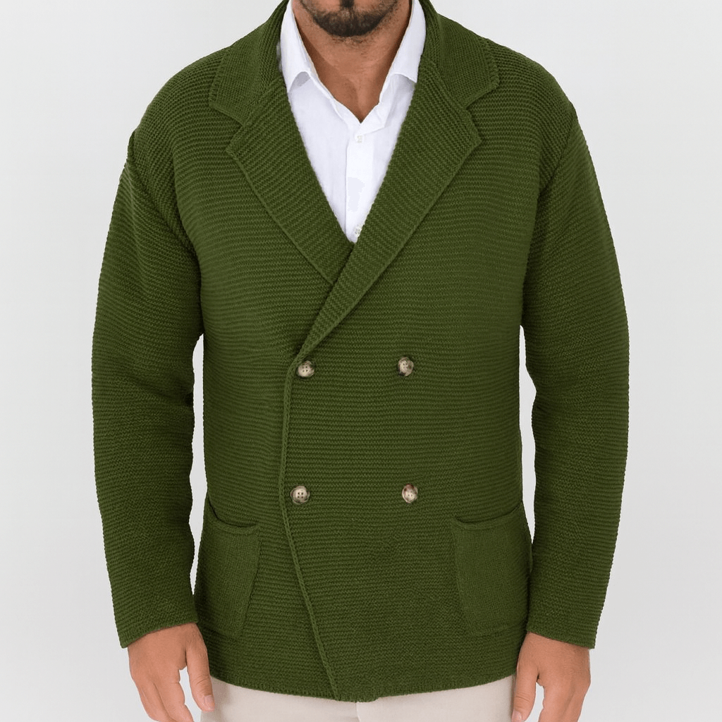 Womens Double-Breasted Knit Cardigan Relaxed Fit
