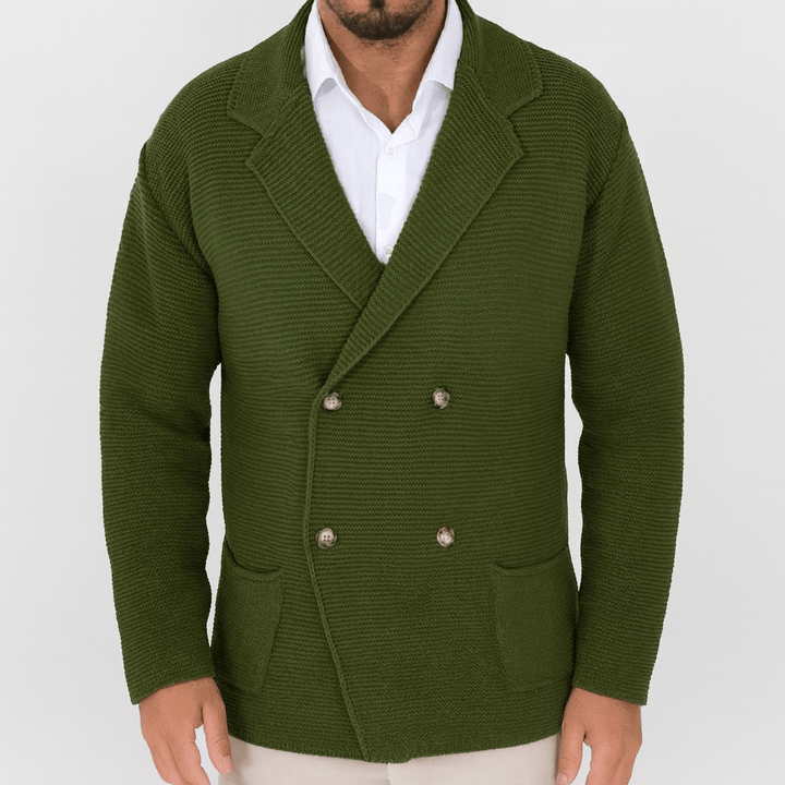 Womens Double-Breasted Knit Cardigan Relaxed Fit
