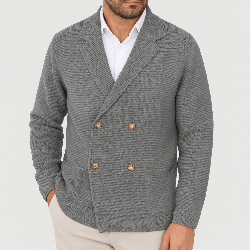 Womens Double-Breasted Knit Cardigan Relaxed Fit