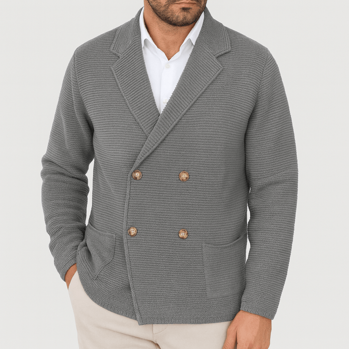 Womens Double-Breasted Knit Cardigan Relaxed Fit