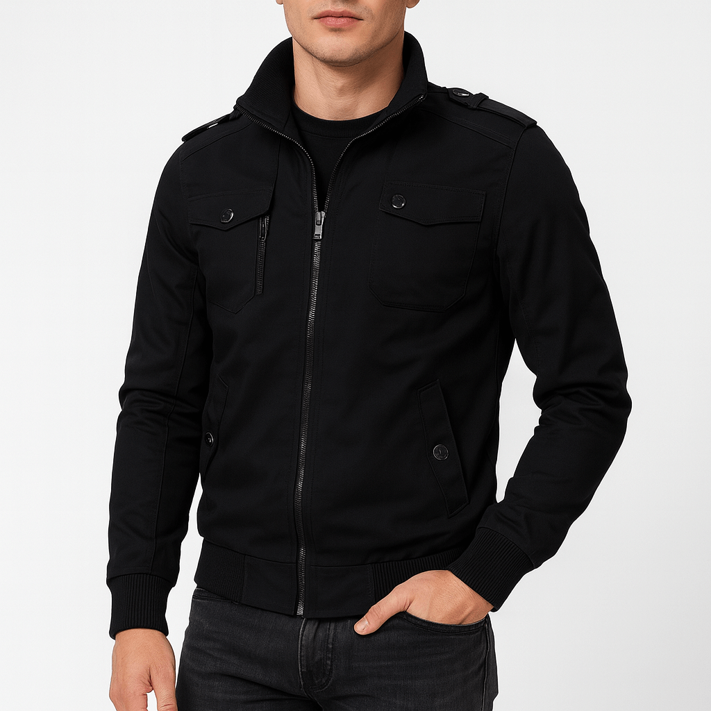 Mens Bomber Jacket with Epaulette Detail - BritishMode