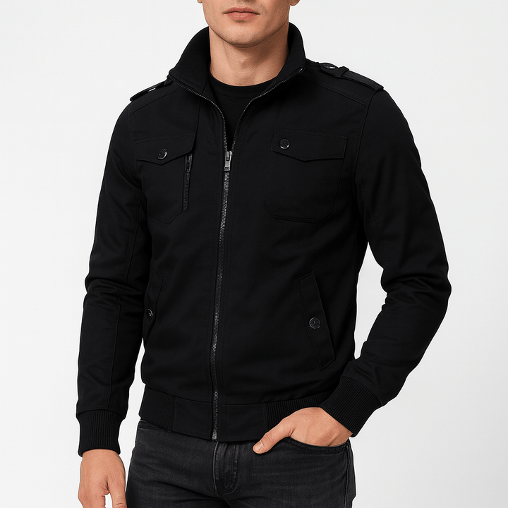 Mens Bomber Jacket with Epaulette Detail - BritishMode