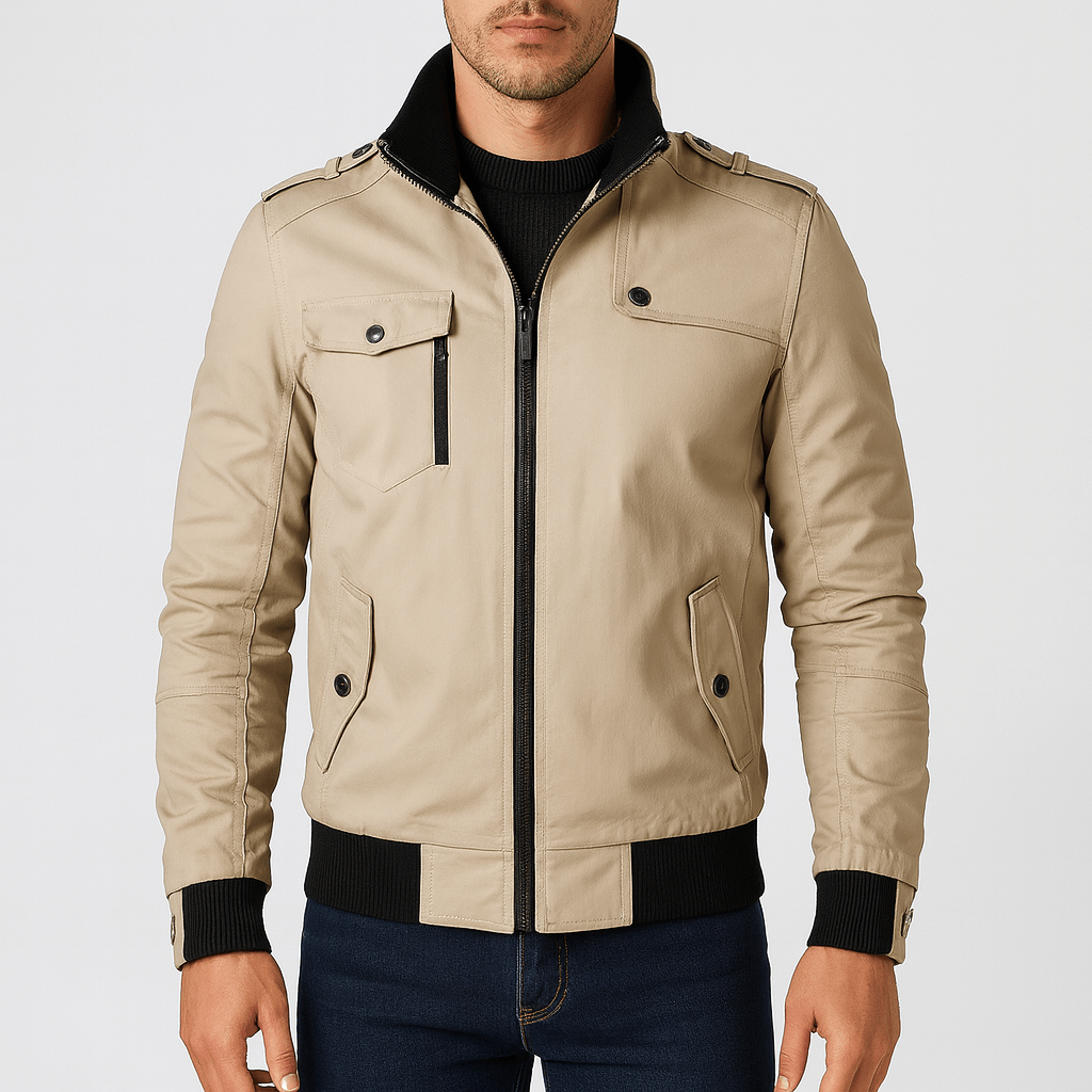 Mens Bomber Jacket with Epaulette Detail