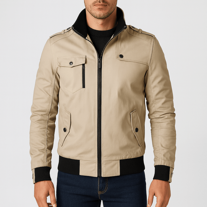 Mens Bomber Jacket with Epaulette Detail