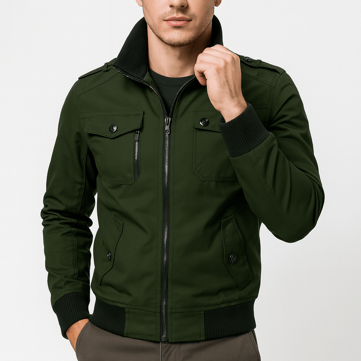 Mens Bomber Jacket with Epaulette Detail
