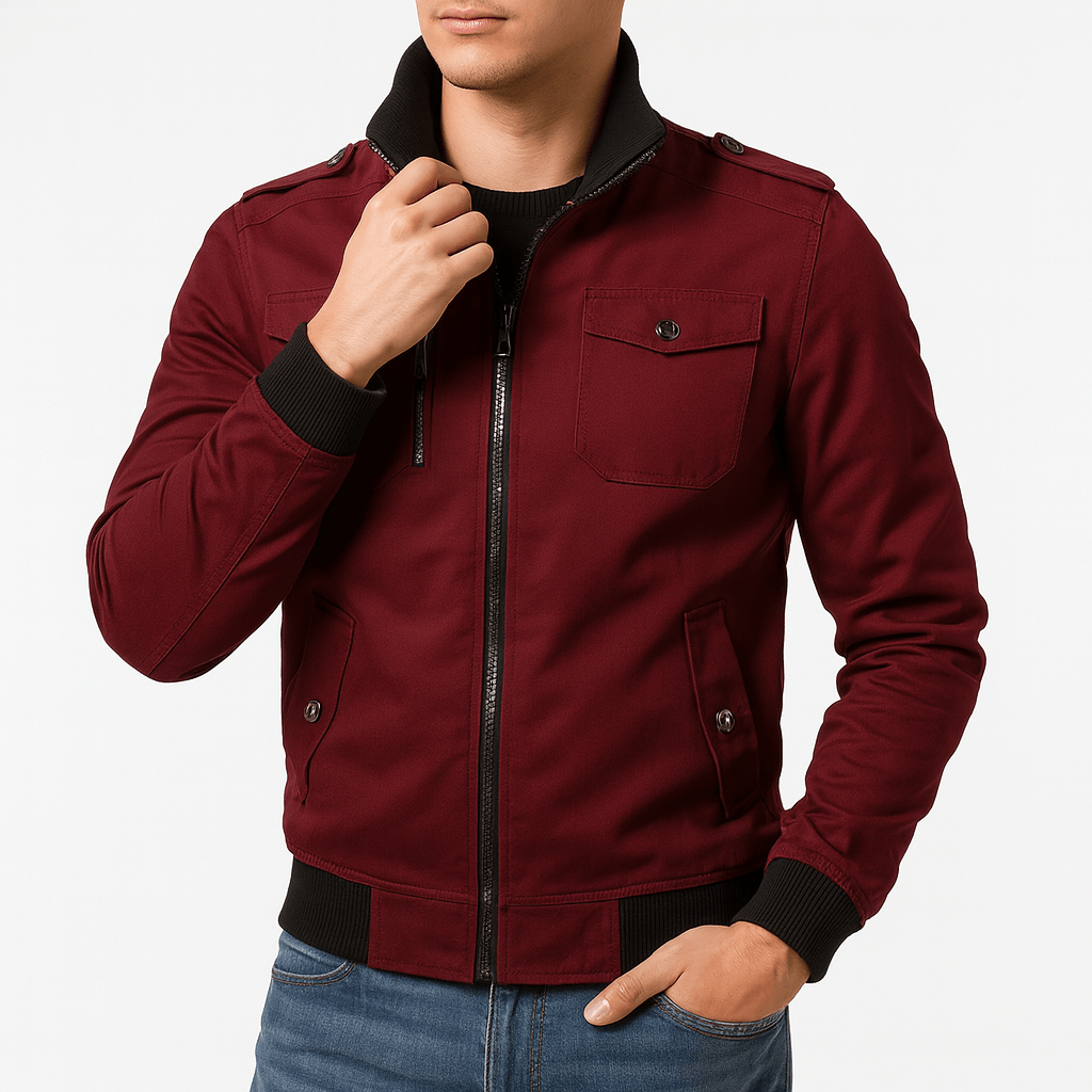 Mens Bomber Jacket with Epaulette Detail