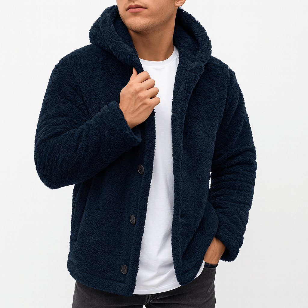Unisex Fleece Hooded Cardigan Relaxed Fit