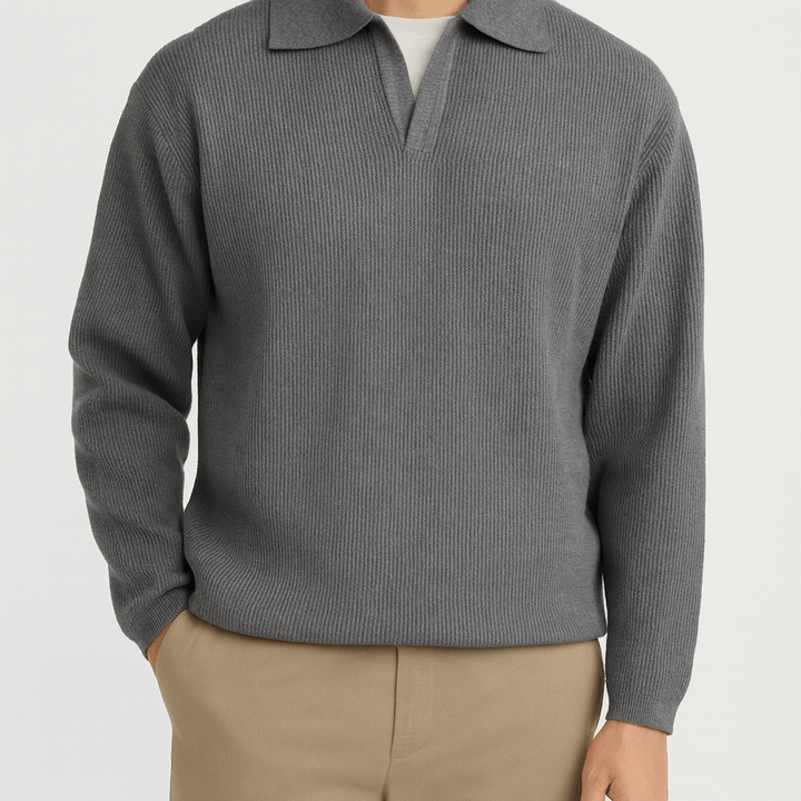 Womens Sweater with Folded Collar Knit Design
