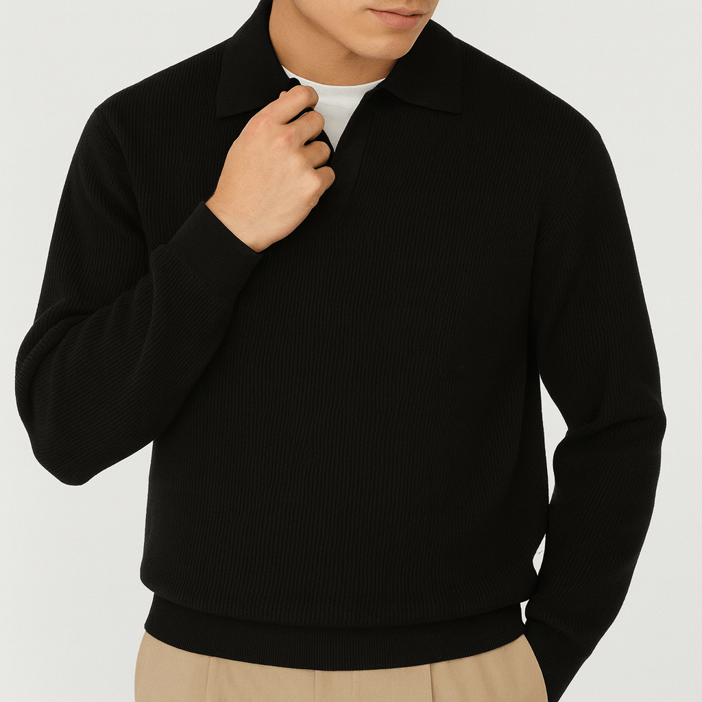 Womens Sweater with Folded Collar Knit Design