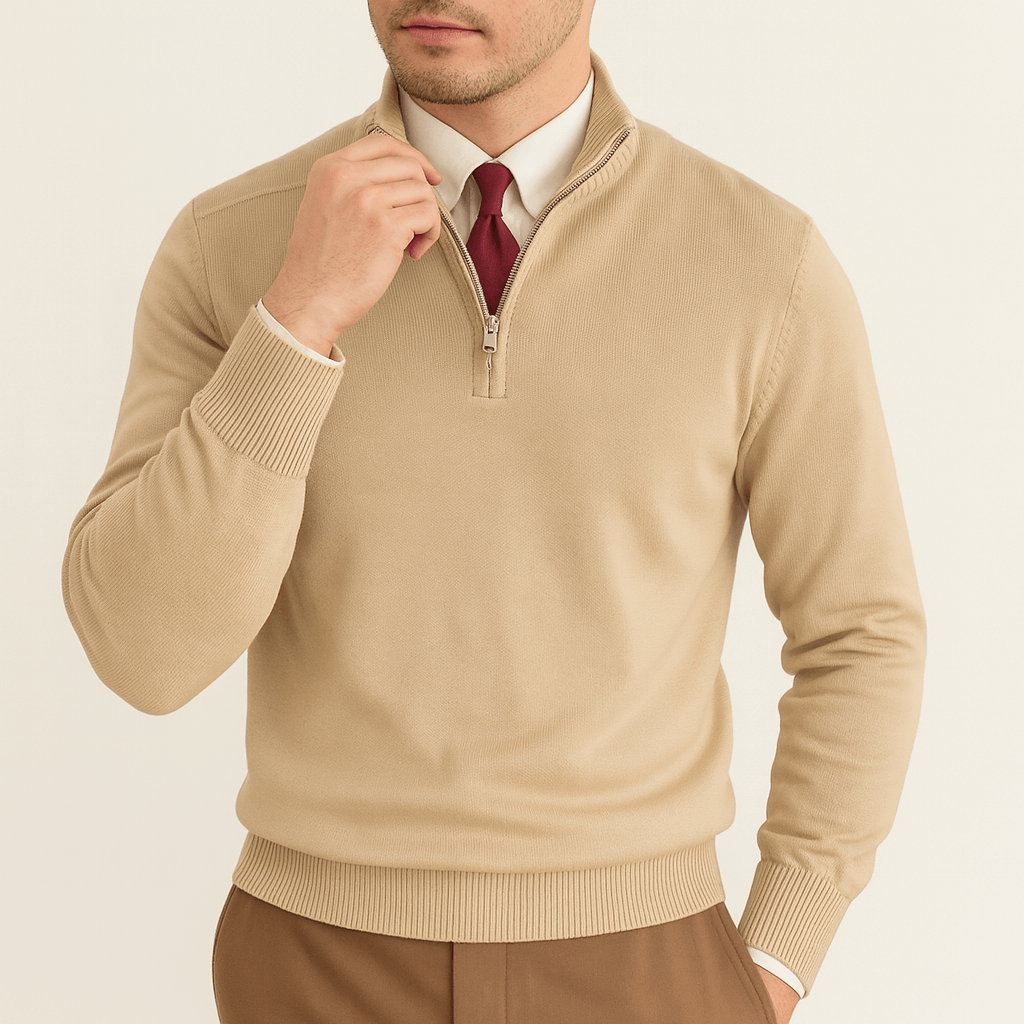 Unisex Half-Zip Knit Sweater Casual Fit - BritishMode