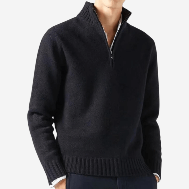 Unisex Half-Zip Knit Sweater Relaxed Fit - BritishMode