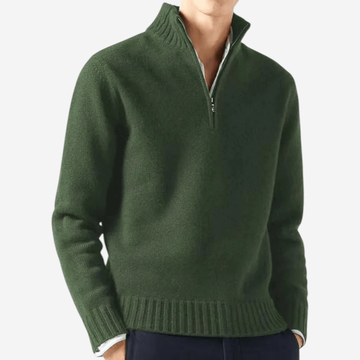 Unisex Half-Zip Knit Sweater Relaxed Fit
