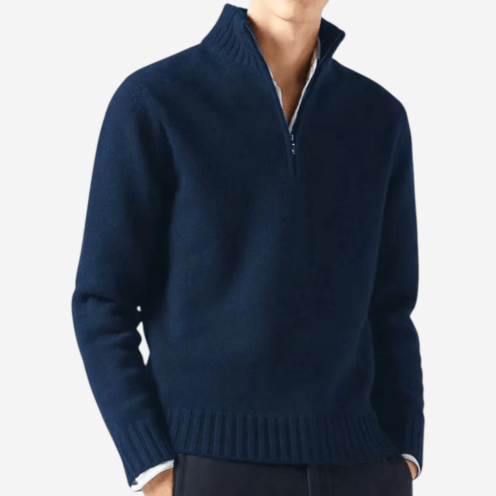 Unisex Half-Zip Knit Sweater Relaxed Fit