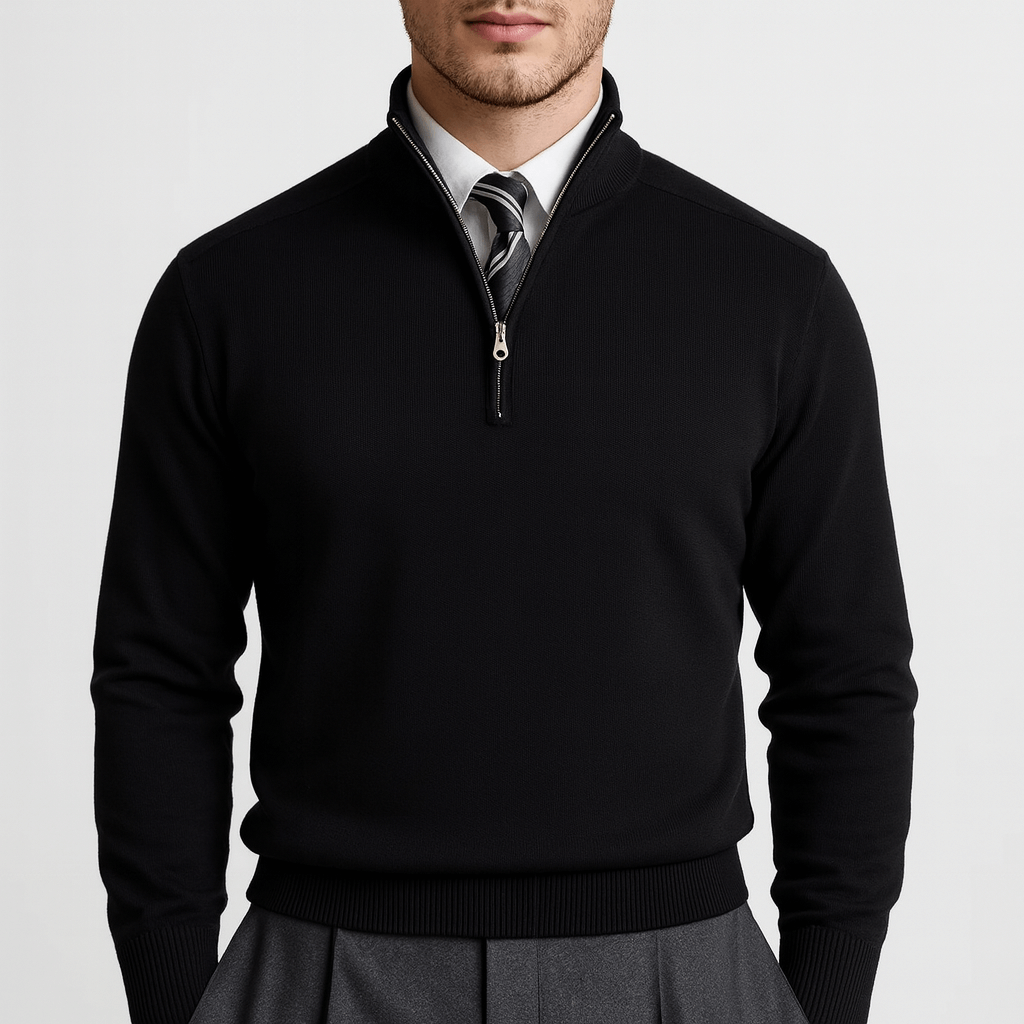 Unisex Half-Zip Knit Sweater Casual Fit