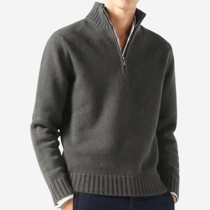 Unisex Half-Zip Knit Sweater Relaxed Fit