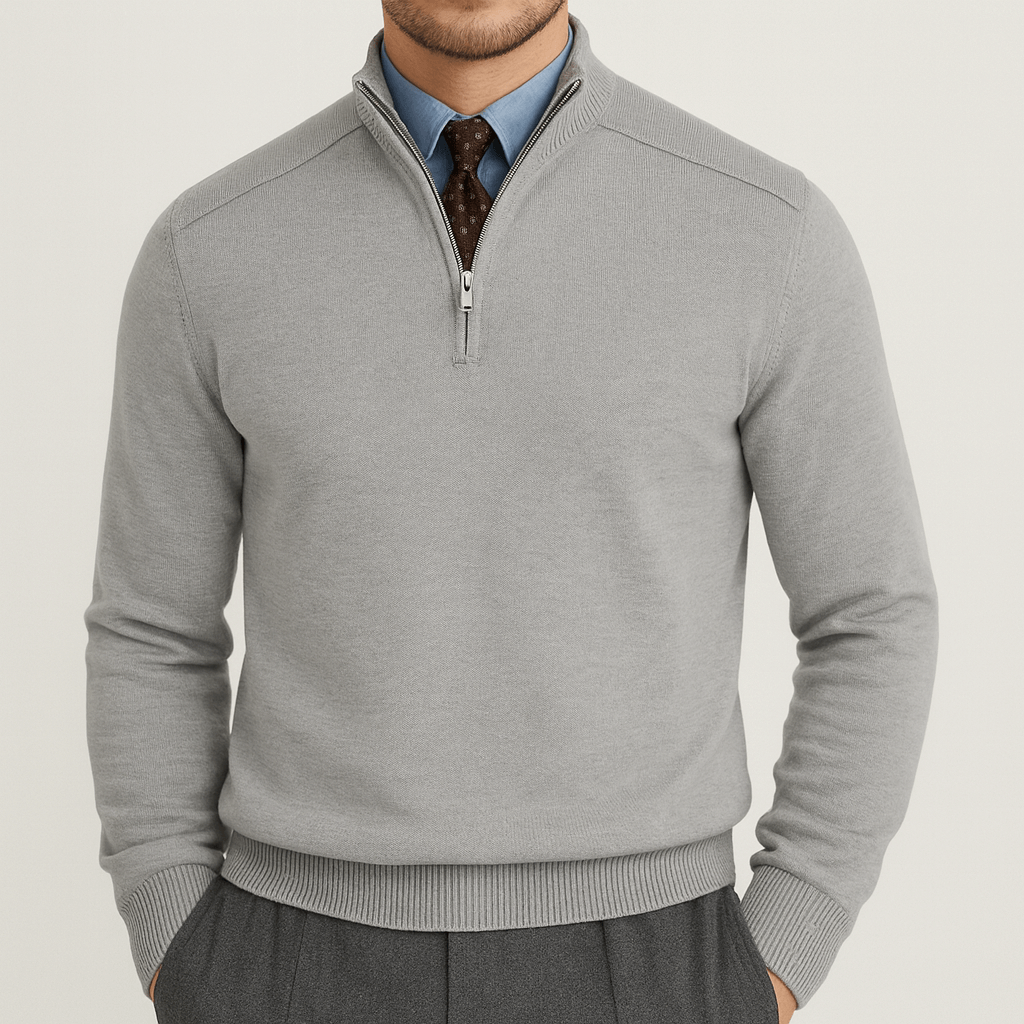 Unisex Half-Zip Knit Sweater Casual Fit