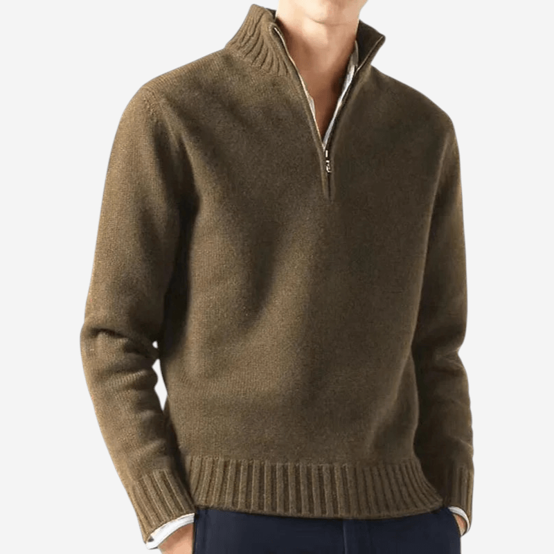 Unisex Half-Zip Knit Sweater Relaxed Fit