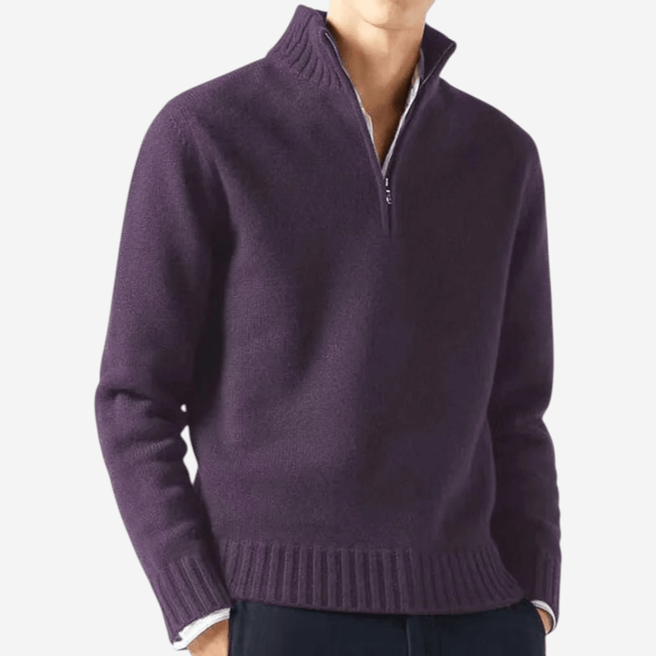 Unisex Half-Zip Knit Sweater Relaxed Fit