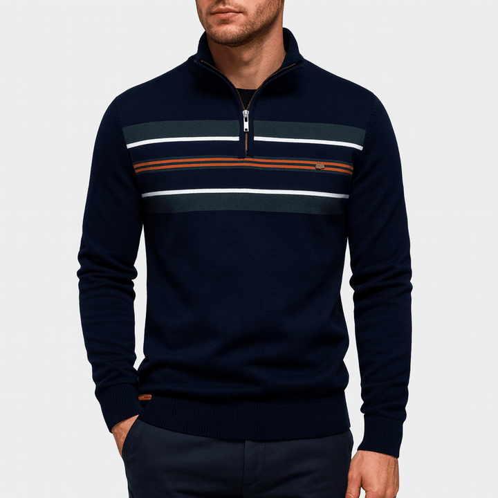 Unisex Half-Zip Jumper Striped Pattern