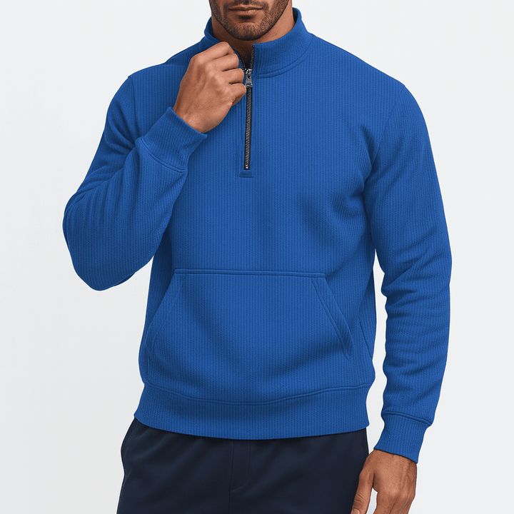 Unisex Half-Zip Sweatshirt Cotton Relaxed Fit - BritishMode