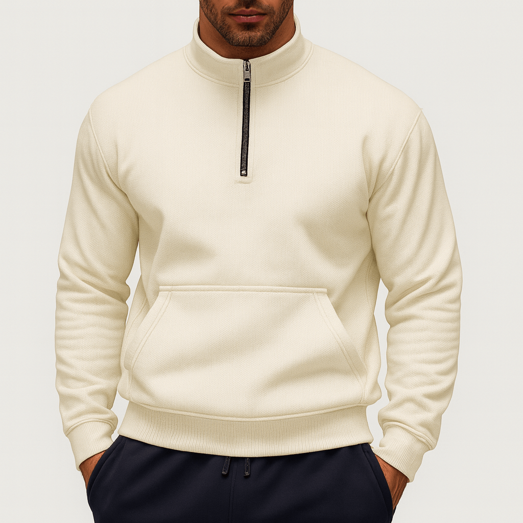 Unisex Half-Zip Sweatshirt Cotton Relaxed Fit