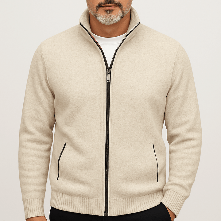 Unisex Zip Cardigan with High Collar - BritishMode