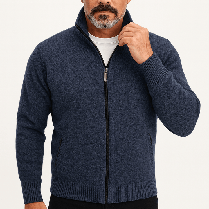 Unisex Zip Cardigan with High Collar