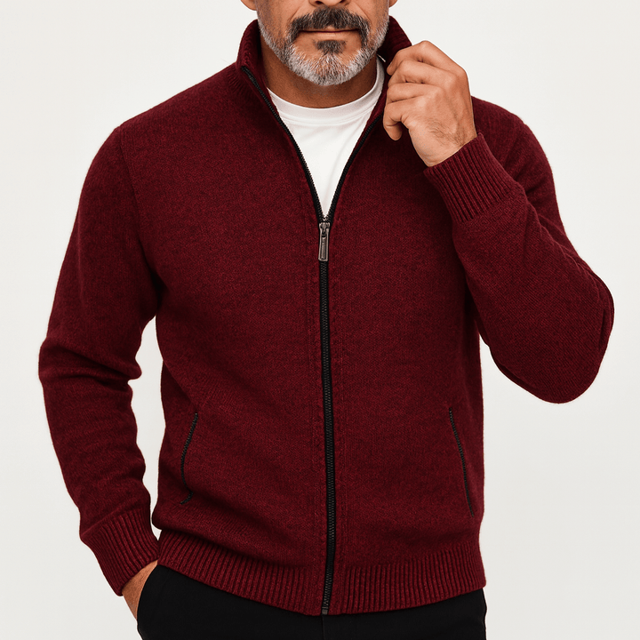 Unisex Zip Cardigan with High Collar
