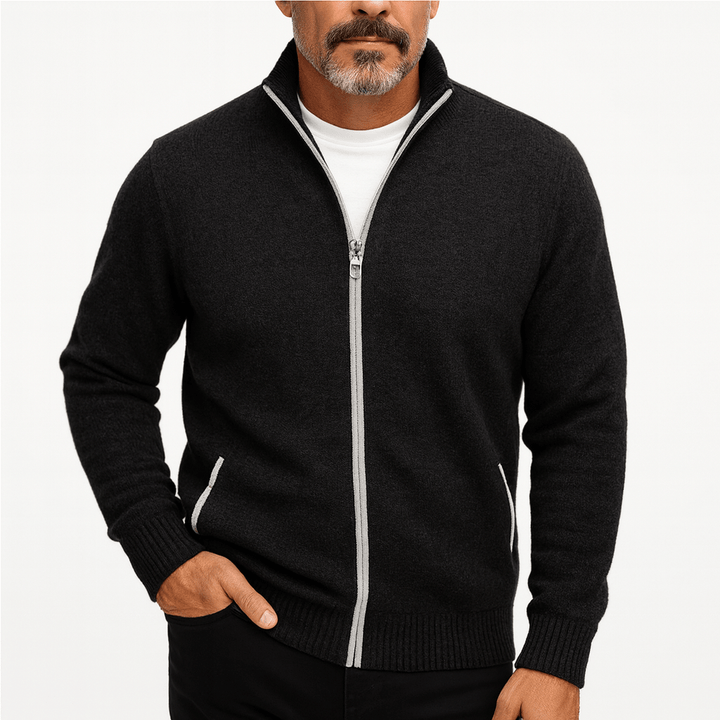 Unisex Zip Cardigan with High Collar