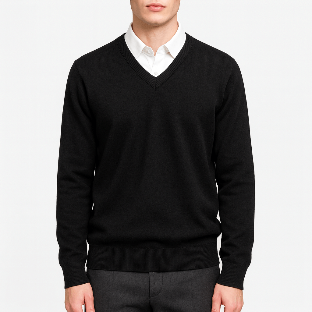 Mens V-Neck Sweater Knit Regular Fit - BritishMode