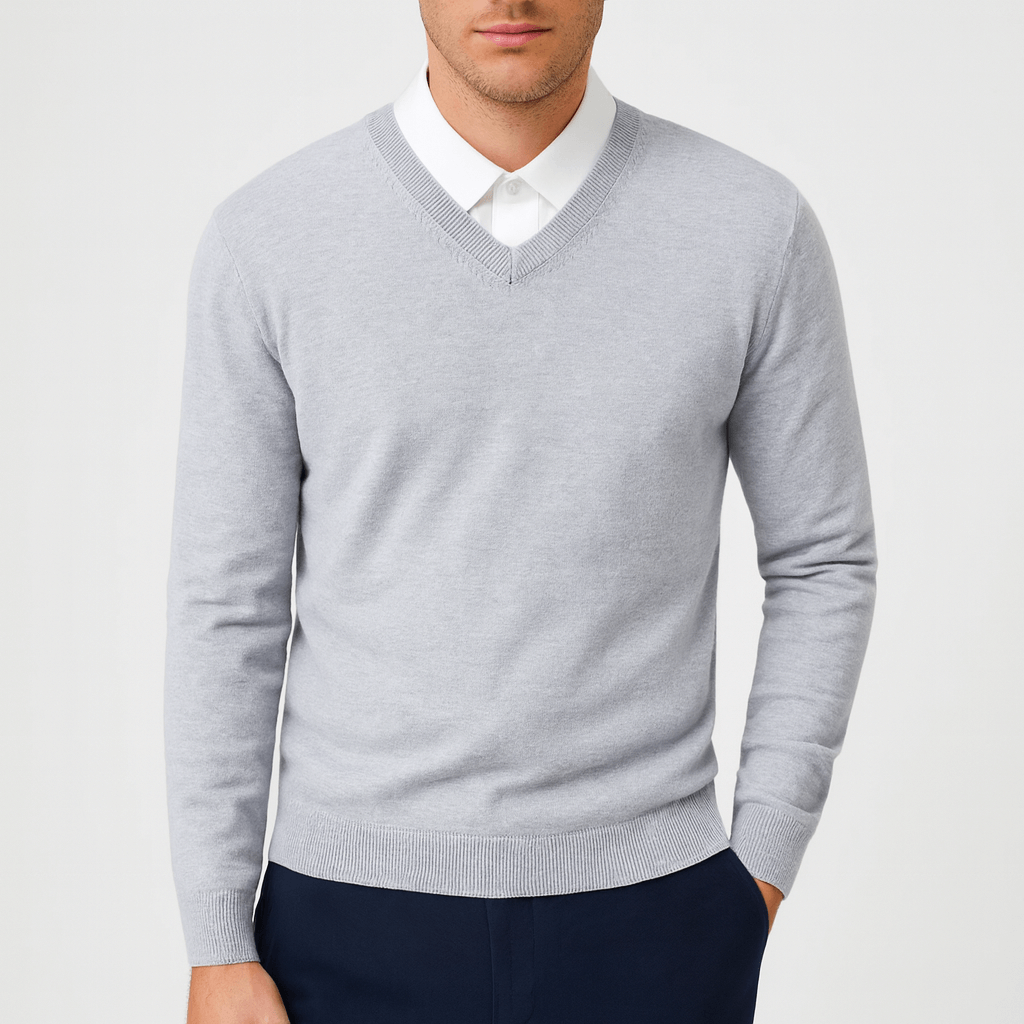 Mens V-Neck Sweater Knit Regular Fit