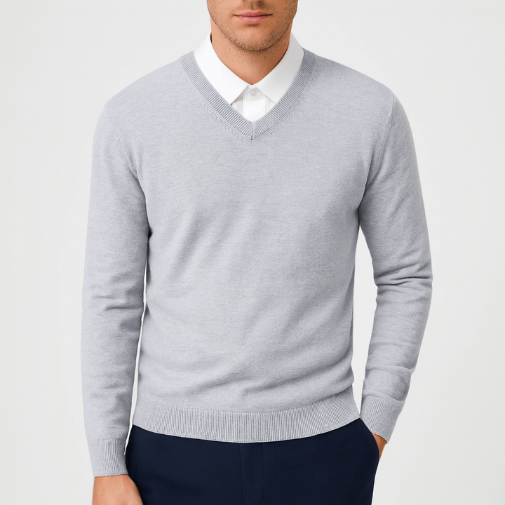 Mens V-Neck Sweater Knit Regular Fit