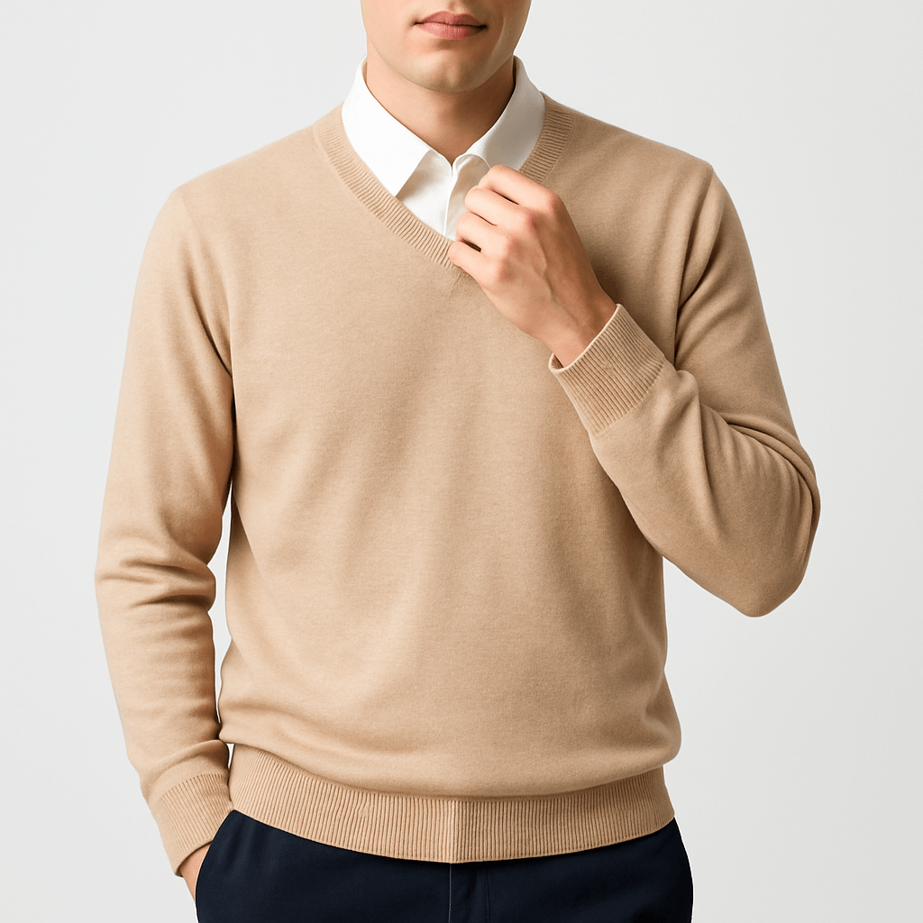 Mens V-Neck Sweater Knit Regular Fit