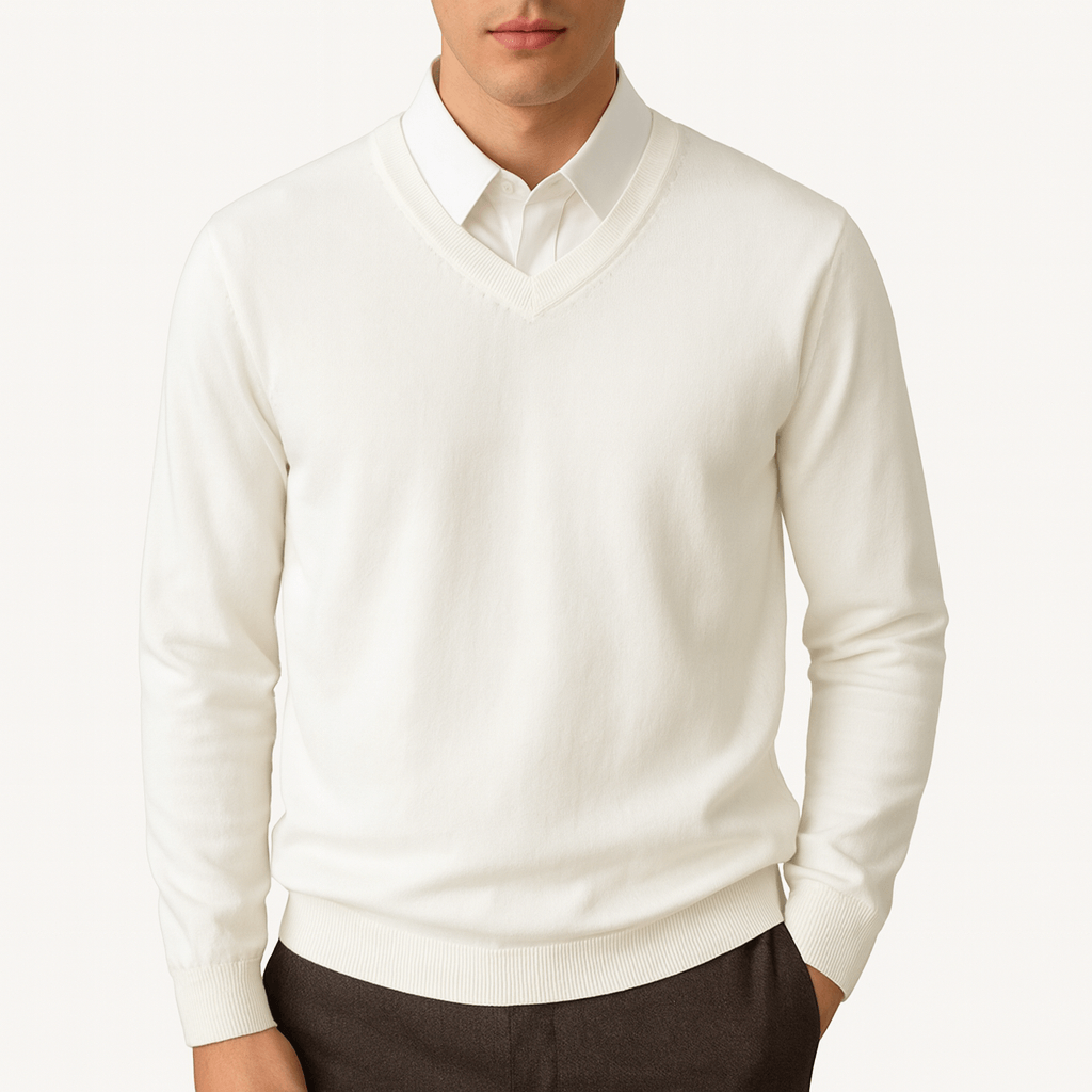 Mens V-Neck Sweater Knit Regular Fit