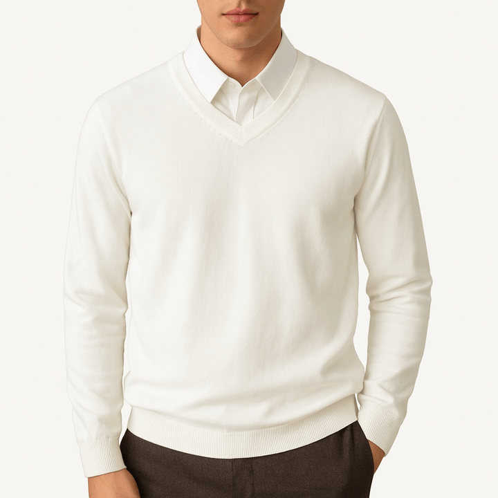 Mens V-Neck Sweater Knit Regular Fit