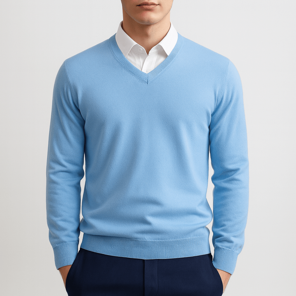 Mens V-Neck Sweater Knit Regular Fit