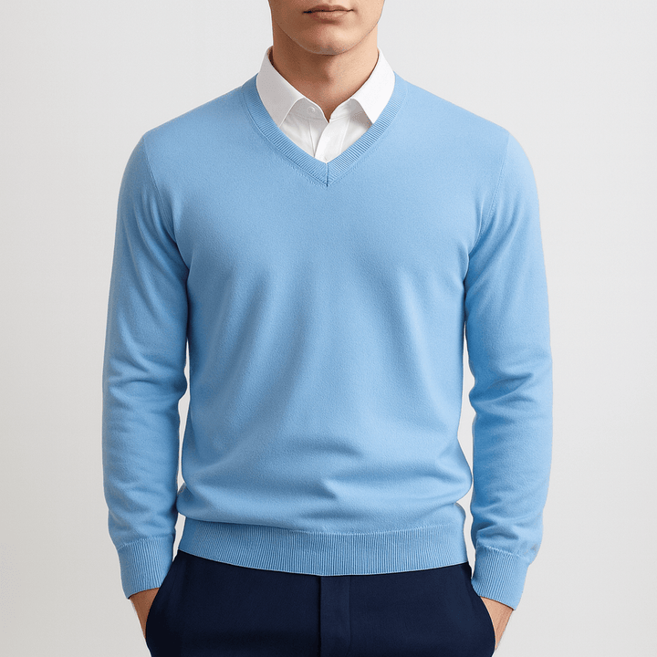 Mens V-Neck Sweater Knit Regular Fit